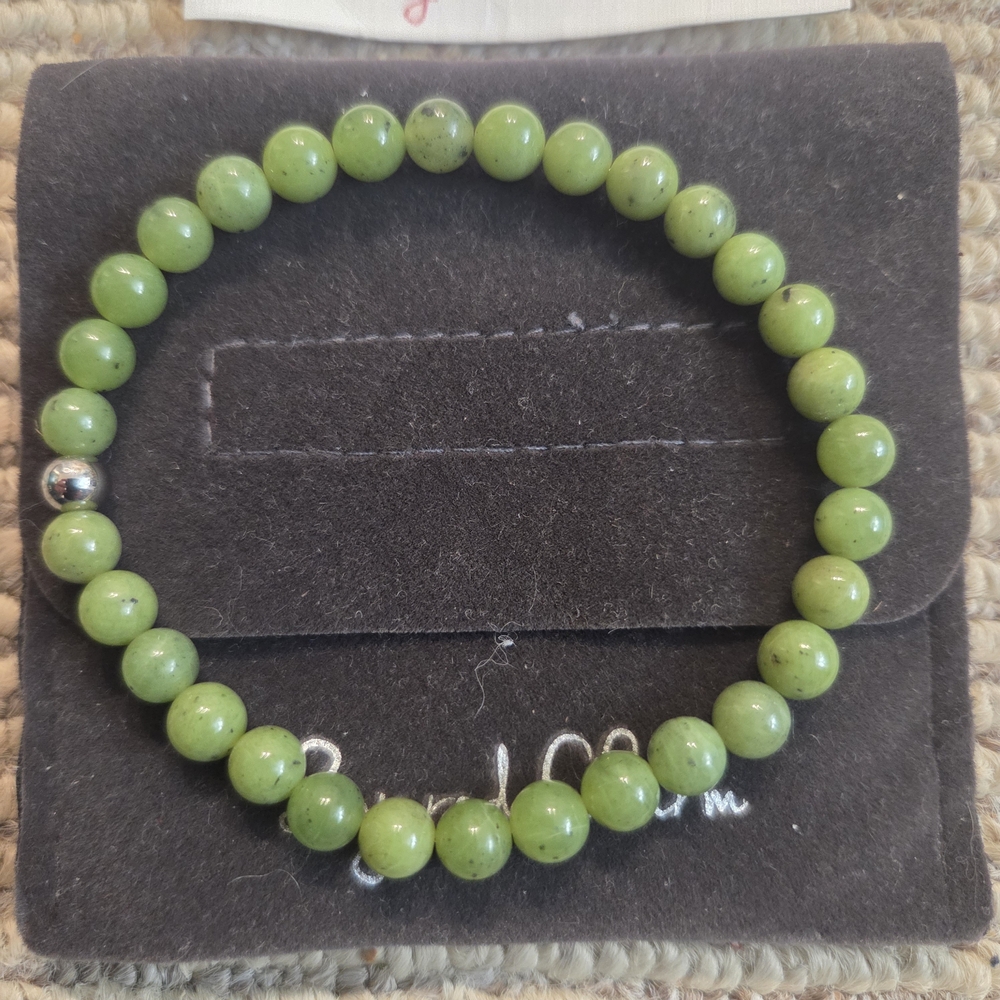 Layered Charm Green Nephrite Jade Bracelet